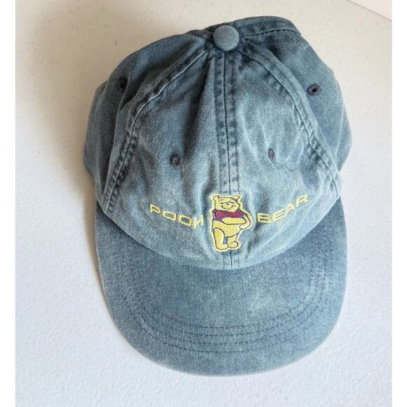 Vintage Pooh Bear Jar Of Honey Disney Store Blue Baseball Cap‎ Denim Hat T1 - Picture 1 of 8